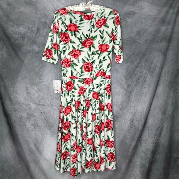 NEW Lot 2 Lularoe Dresses "Ellie" Small "Nicole" XS Runs Large Floral Comfy Midi - Picture 3 of 16